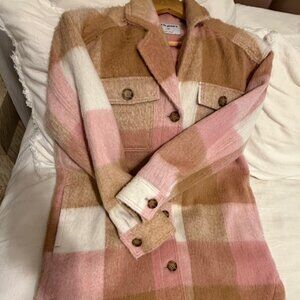 Old Navy Pink and Tan Coat/Shacket XS